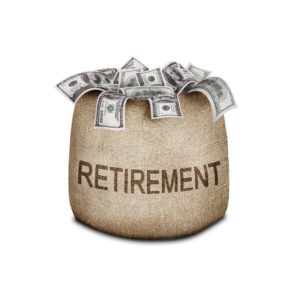 money bag labeled retirement