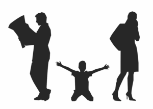 emotional child between parents divorce silhouette