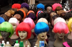 many types of wigs in different colors
