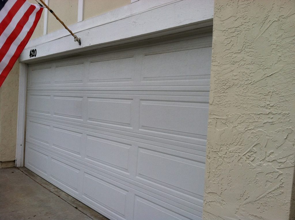 closed white garage door