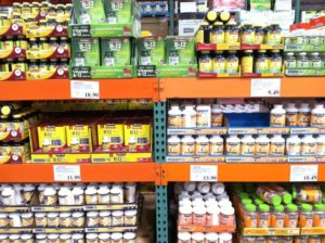 vitamins and supplements on a store shelf
