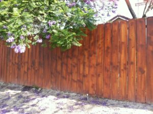 dark stained wood fence