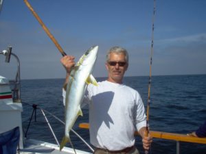 yellowtail tuna caught on a fishing boat