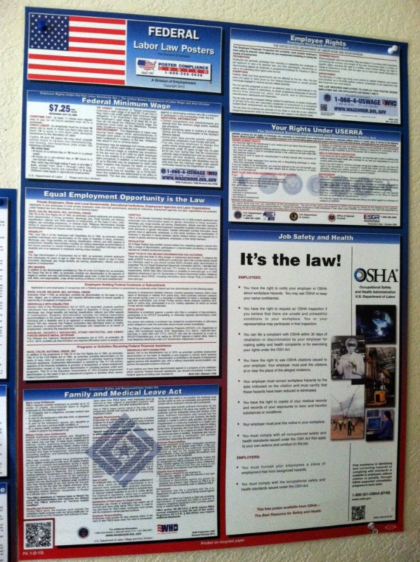 labor laws poster in place of employment.