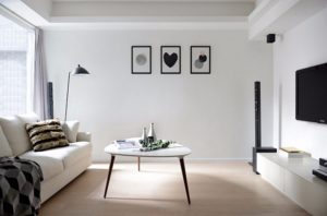 minimal scandanavian style apartment living room